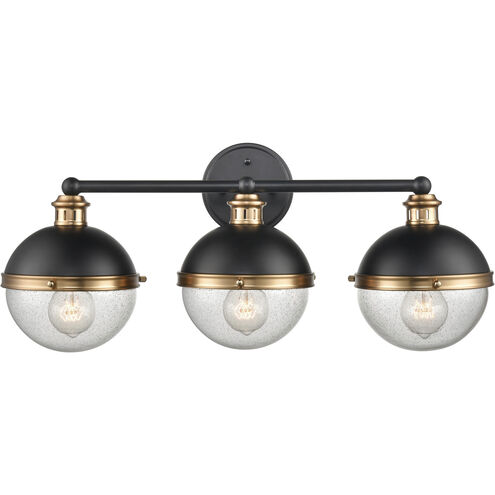 Ellmira 3 Light 24 inch Matte Black/ Aged Brass Vanity Light Wall Light